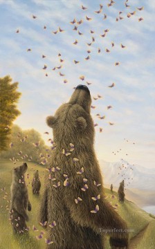 Fantasía popular Painting - oso y mariposa fantasía